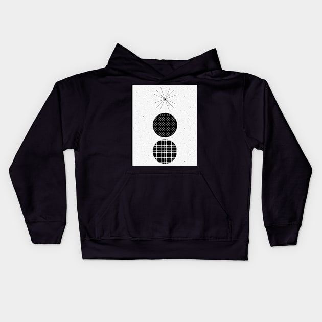 Minimalist Illustration Black White Grey Kids Hoodie by A.P.